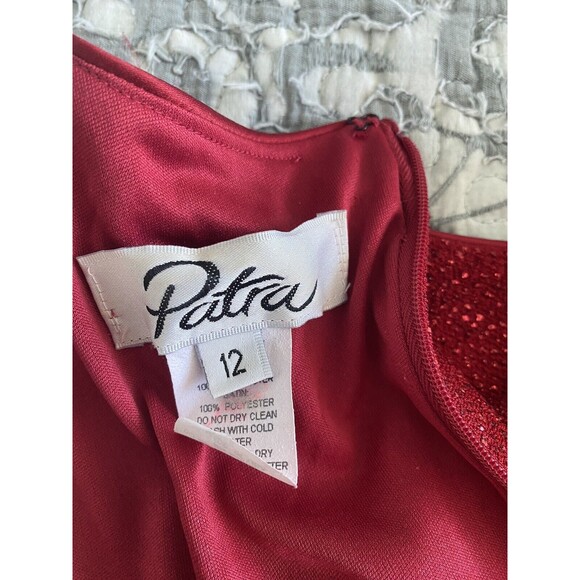PATRA Formal Red Satin Formal Gown Size 12 Glittered Top Sleevless Wedding Prom - Picture 8 of 9